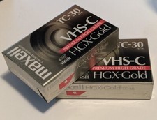 NEW Sealed 2 Pack Maxell VHS-C TC-30 HGX-Gold Premium High Grade Video Tapes