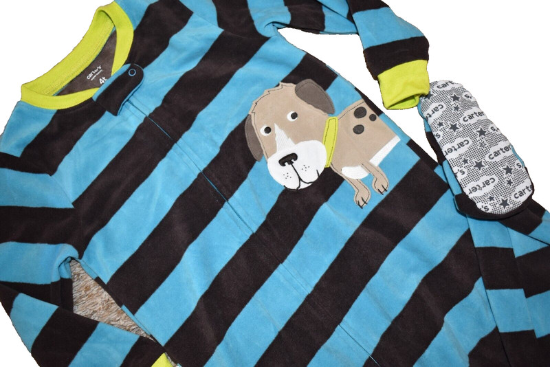 K9 !WOW! CARTER'S Boys 4T PUPPY DOG Fleece Blanket Sleeper Footed Pajamas