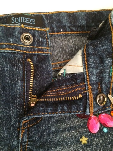 SQUEEZE Premium Blue Denim Embellished Jewels Embroidery Shorts Girls Sz 4 NWT - Picture 5 of 11