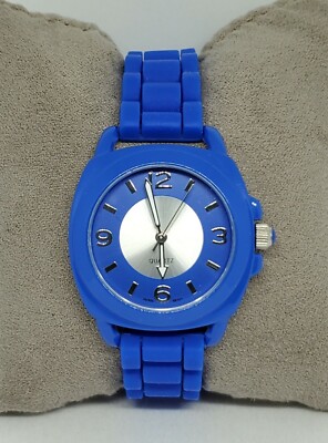 Ladies BWC Beautiful Casual Silver Tone Blue Silicone Band Ladies Watch C1