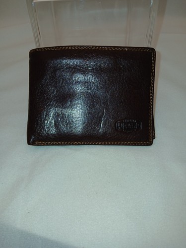 Luciano Portafoglio Uomo Vera Pelle Bifold Marrone Design Europeo Logo - Foto 10 di 10