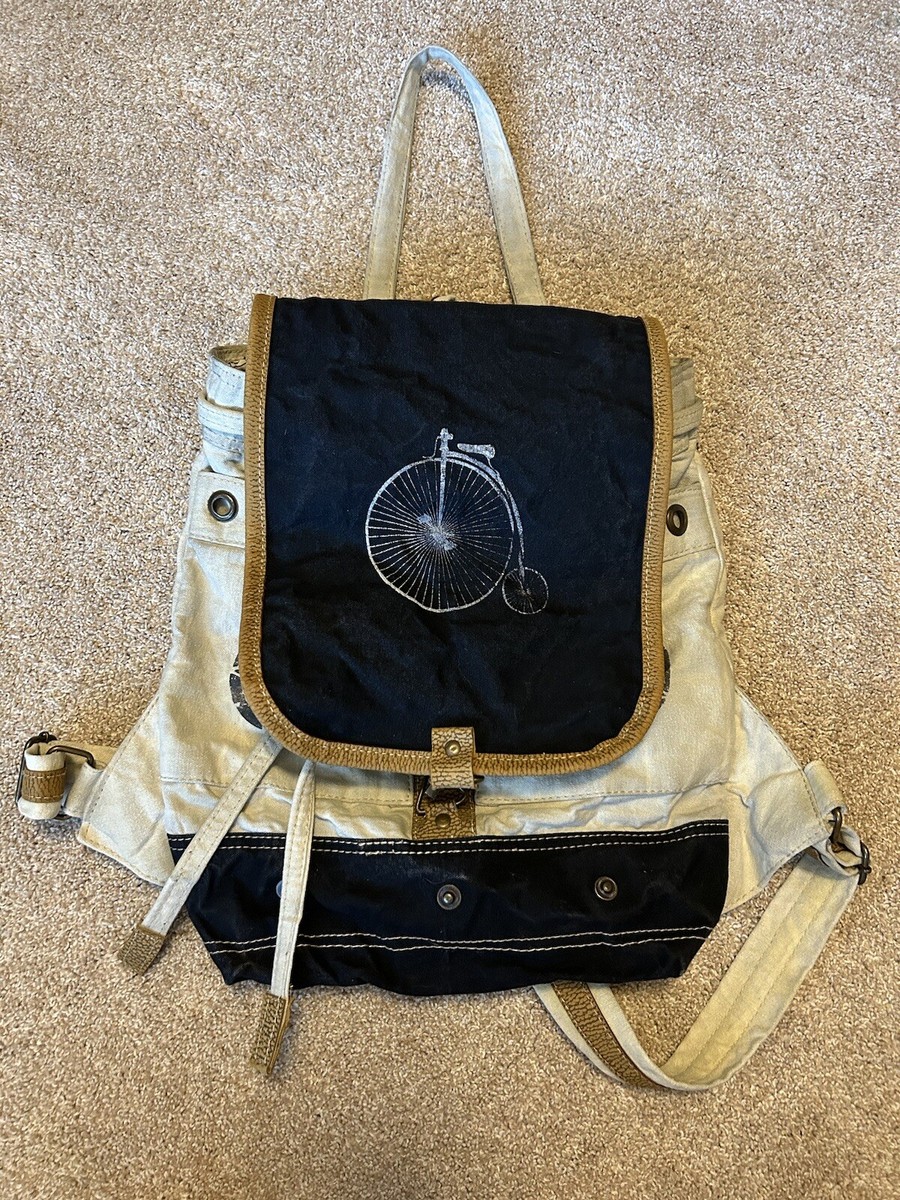 Bhrayna Bag Backpack Canvas Leather Large Thick Bicycle 