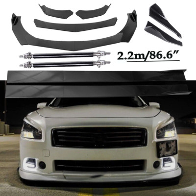 Front Bumper Lip Splitter Spoiler Rear Lip Strut Rods For 2009-2015 Nissan Maxim