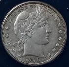 1906 50c Barber Half Dollar ANACS AU 55 DETAILS CLEANED