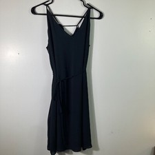 Womens Loft V Neck Halter Belted Lined Dress Black Med NWT Polyester
