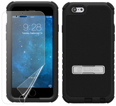 Schwarz Tri Weiche Haut Hartschale Ständer Schutzfolie für Iphone 6 (4.7 '')