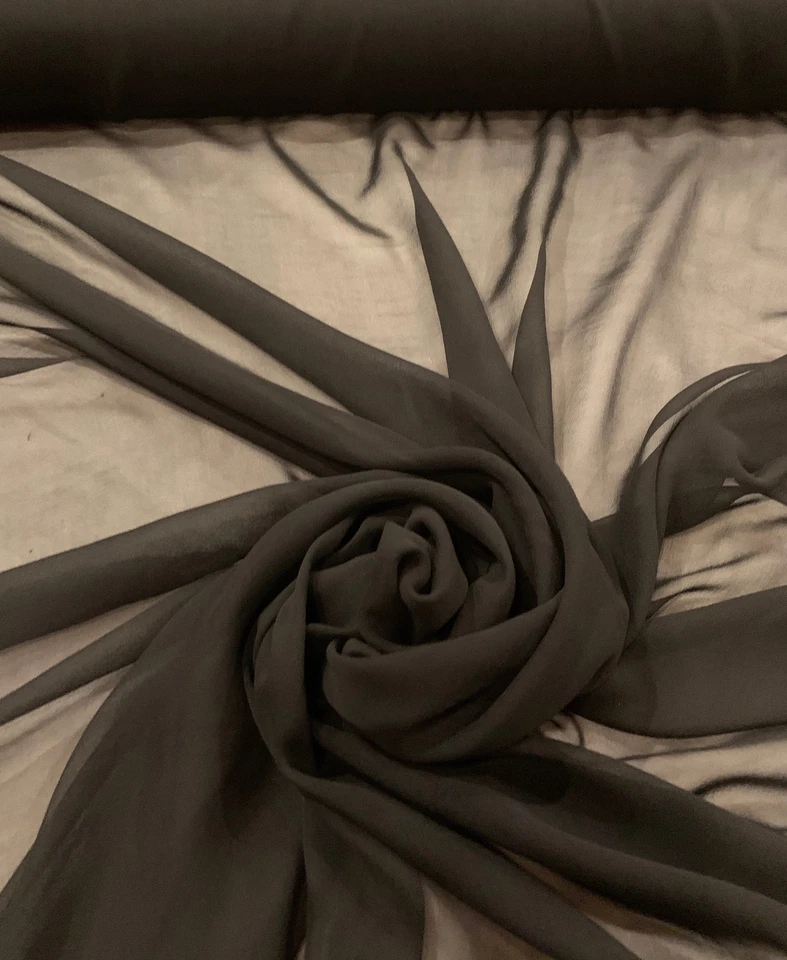 "Tela de georgette de seda negra, 44"" de ancho, se vende por yarda" Foto 3 de 4