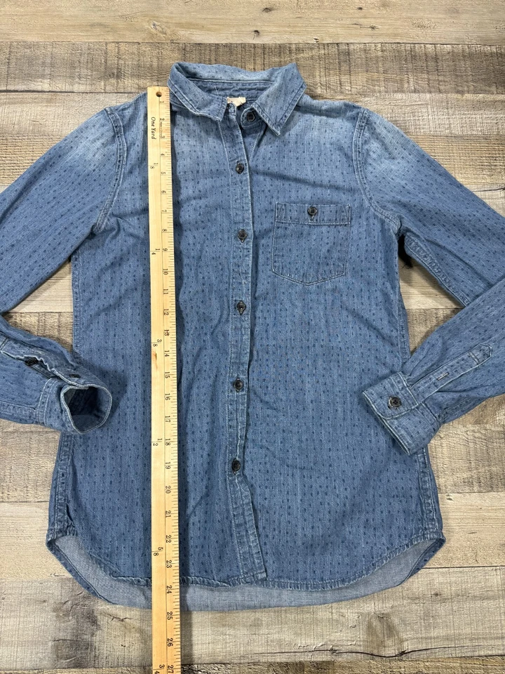 AG Adriano Goldschmied Shirt Womens Small Blue Denim Button Long Sleeve Top USA Foto 3 de 4