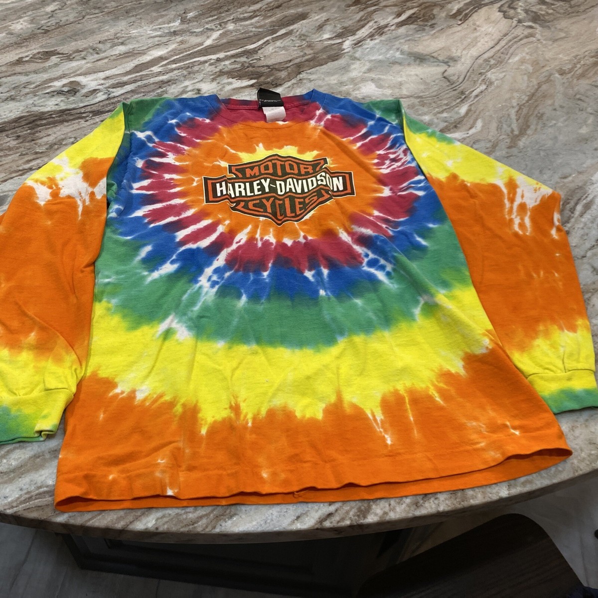 Harley-Davidson Motorcycle S VTG Tie-Dye Long Sleeve Tshirt