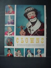 1953 Clown Print Paul Jerome + 8 Others Ringling's Circus Vintage Print 11226