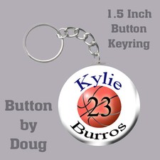 Basketball Keyring Personalized with Name, Team, Number 1.5 Inch Button Charm