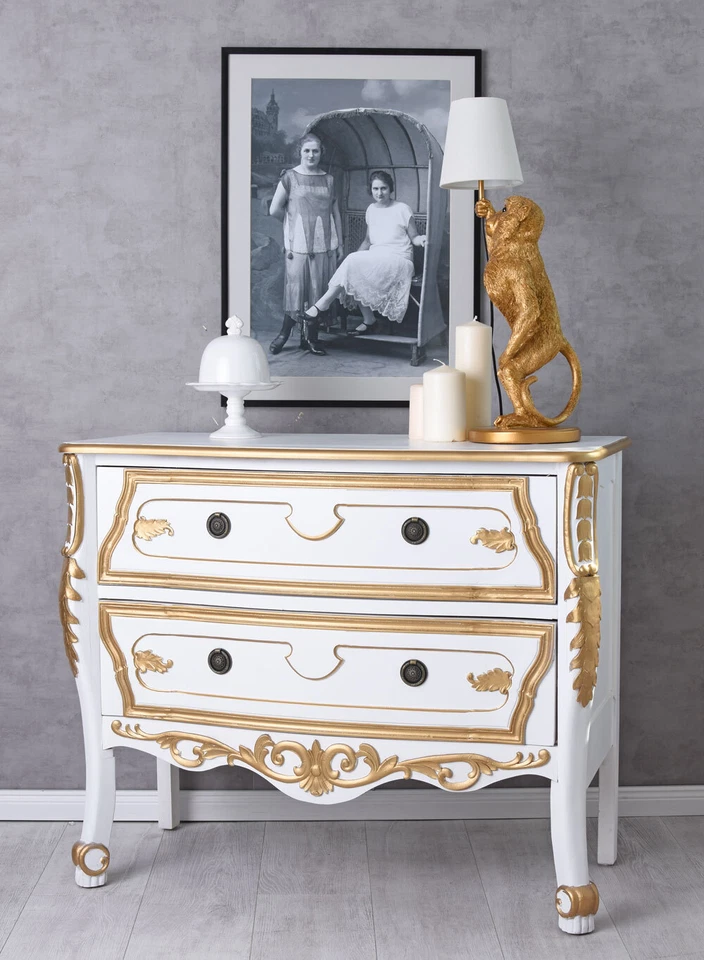 Aparador Cómoda Barroca Cómoda de Cama Armario Noche Dormitorio Cómoda Antiguo - Imagen 3 de 4