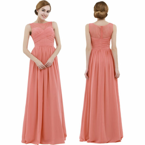UK Womens Girls Lace Bridesmaid Long Evening Cocktail Party Prom Gown Maxi Dress - Picture 8 of 57
