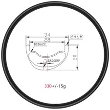 Disco de llanta de carbono 29er MTB XC tubeless asimétrico 20 mm de profundidad 34 mm de ancho 24H 28H 32H