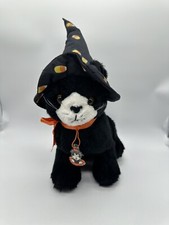 Halloween Black Cat Candy Corn Witch Hat Plush Stuffed Animal Spooky Unbranded