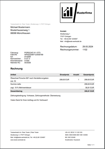 KFZ PDF Rechnungsprogramm, Werkstatt Software, Autowerkstatt Programm, Pkw - 第 8/10 張圖片