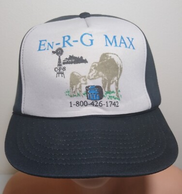 Vintage Trucker Hat En-R-G Max Cattle Livestock Feed Foam Ranch Farm Snapback