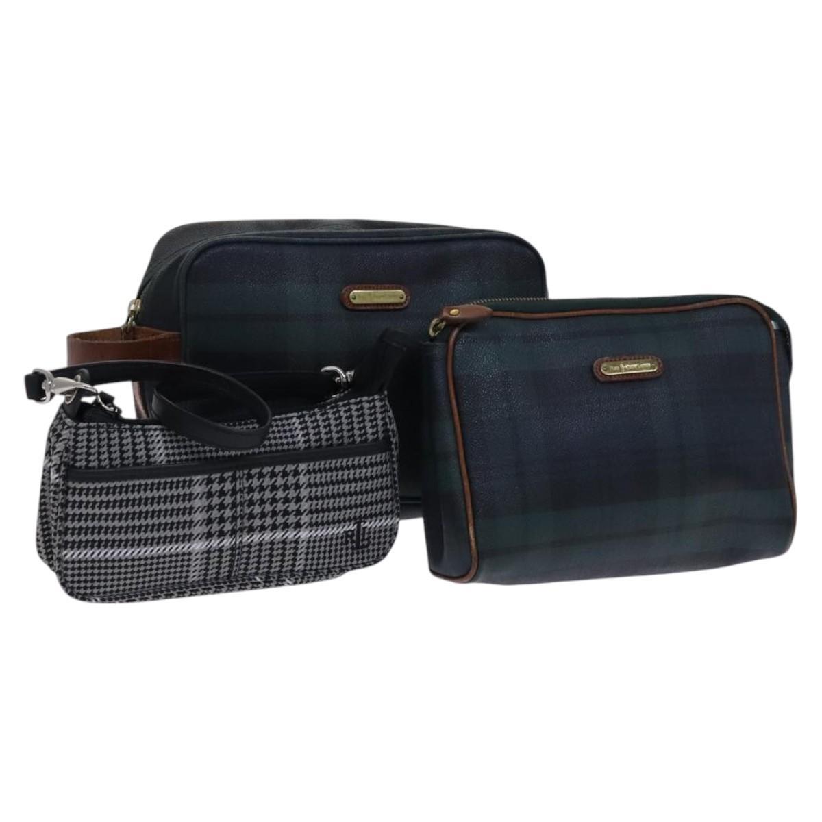 SAINT LAURENT Borsa PVC Tela 3Set Verde Nero Autore bs24163