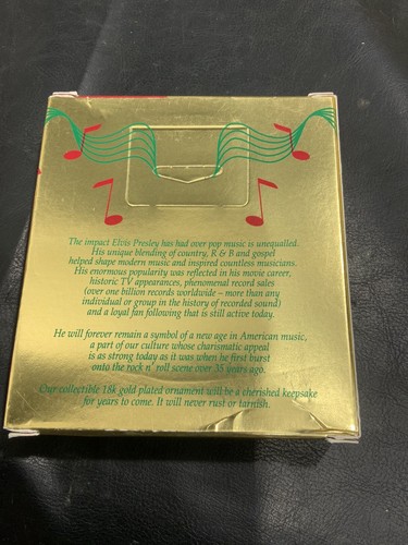 ELVIS PRESLEY 1995 18K GOLD PLATED Christmas Ornament AMERICAN GREETINGS NIB - Picture 3 of 3