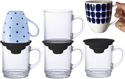 Mug Stacker Kitchen Cabinet Shelf Organizer for Cupboard and Pantry Black