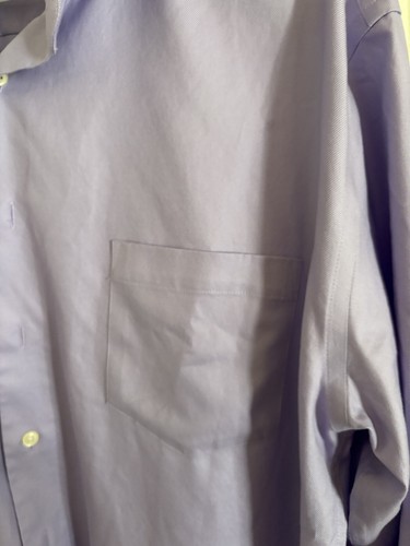 Nice Pronto Uomo Modern Fit No Iron 100% Cotton Purple Dress Shirt Size 18 34/35 - Picture 3 of 6