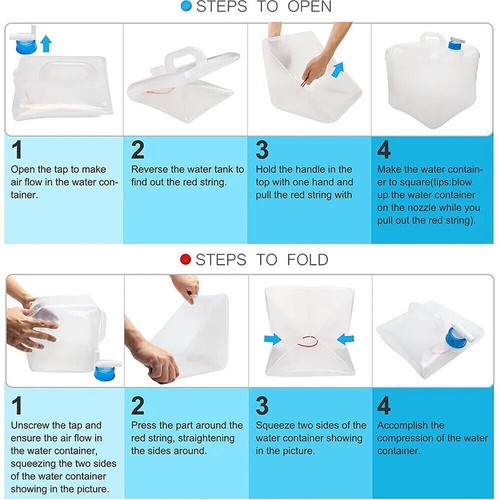 Paquete de 2 contenedores de agua plegables con grifo jarra de almacenamiento de agua para camping de 10 galones - Imagen 6 de 6