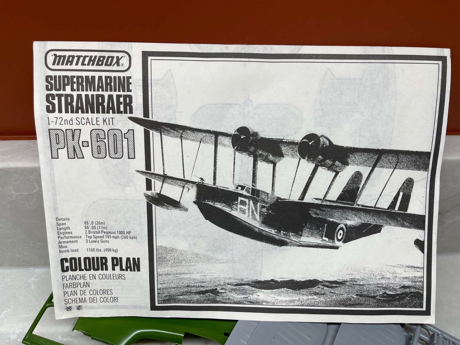 Matchbox 1978 Model Kit 1/72 Super-Marine Stranraer Vintage