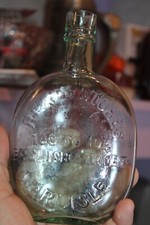 Antique, 7'', Blue, REAY'S STORES, Pumpkin Seed, Whiskey Flask, Item # A - 5858