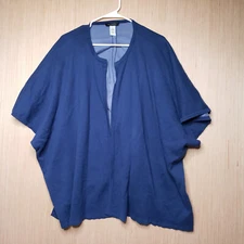 H By Halston Cardigan Sweater Womens Small Medium Blue Cotton Kimono Top Poncho
