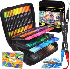105 Colors Dual Tip Art Markers Brush Pens Set for Adult Coloring Books Drawing