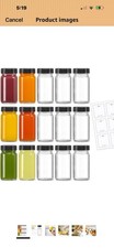 15 Pack 2 oz Glass Shot Mini Bottles w/ Black Lids  2oz-15 pack,