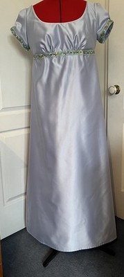 Einzigartiges hübsches hellblaues Regency/Bridgerton/Austen Kleid Dress Gr. 16 & Tasche