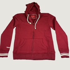 Mitchell Ness Women's Distressed Vintage Full Zip Hoodie Red Cotton Sz L NWOT