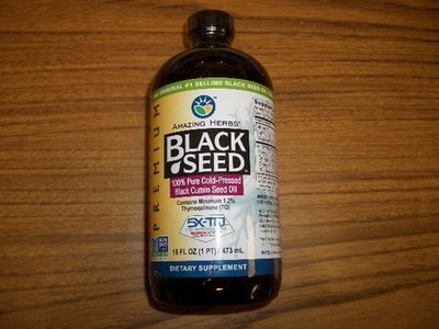 Amazing Herbs 100% Pure Cold-Pressed Black Seed Oil  16 fl oz Exp. 9/2028