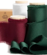 Silk Satin Ribbon 1-1/2 Inch x 15 Yard Christmas Ribbon Wooden Spool Handmade...