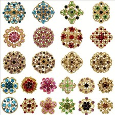 Elegant Rhinestone Flower Brooch Lapel Pin, Aluminum for Women Gift Gold 