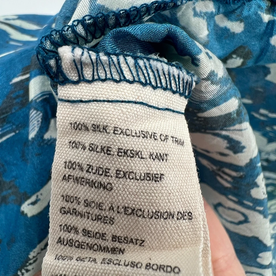 Туника женская Johnny Was Top PL шелковая сине-зеленая геометрическая племенная богемная вестерн - Изображение 4 из 4