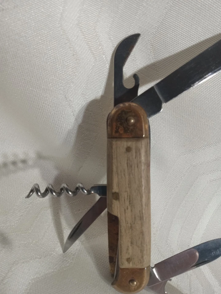 Карманный нож швейцарский стиль дерево n латунь? Прочная ручка ~ 6 функций - Изображение 3 из 4