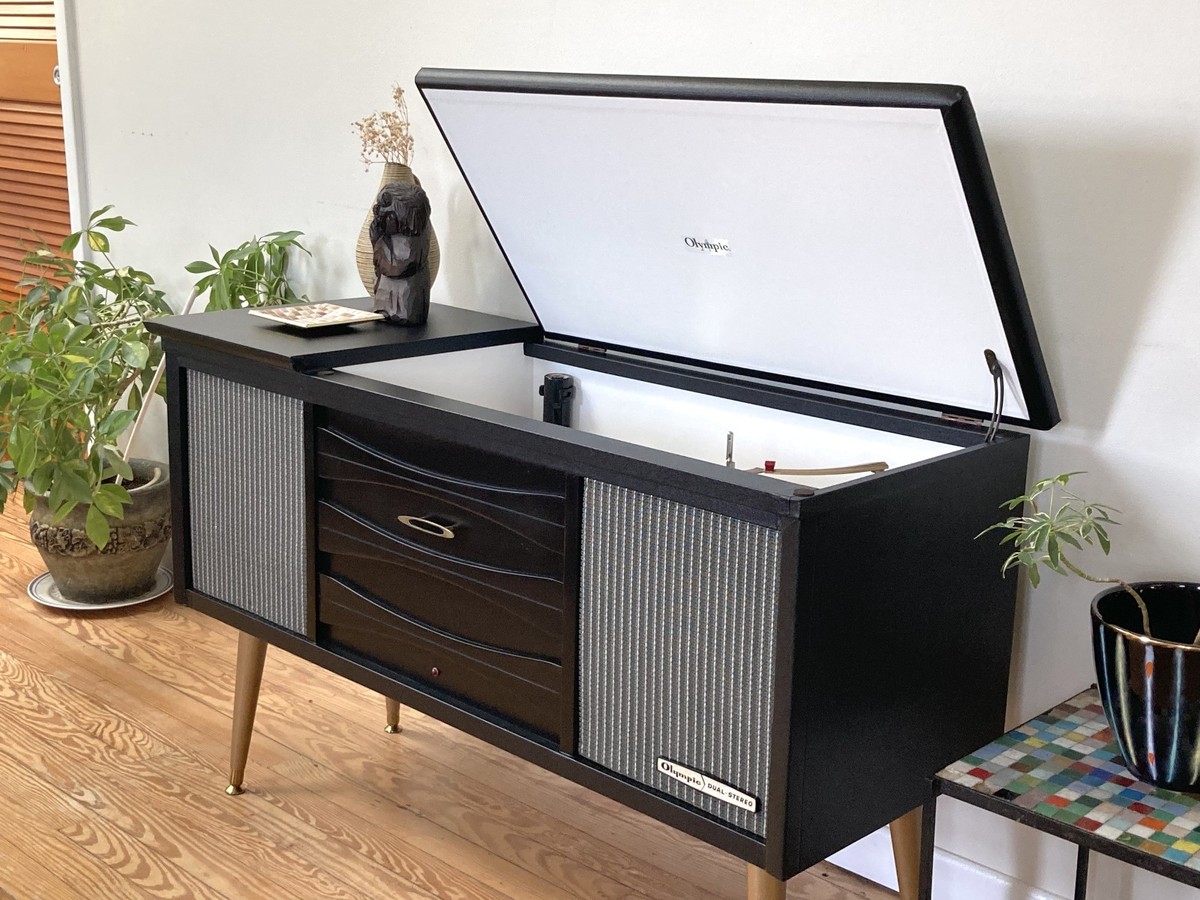 Vintage Olympic Stereo Console Tube Record Player 50s 60s Restored