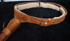 Leather embossed tan gun holster belt with padded lining — photo 1