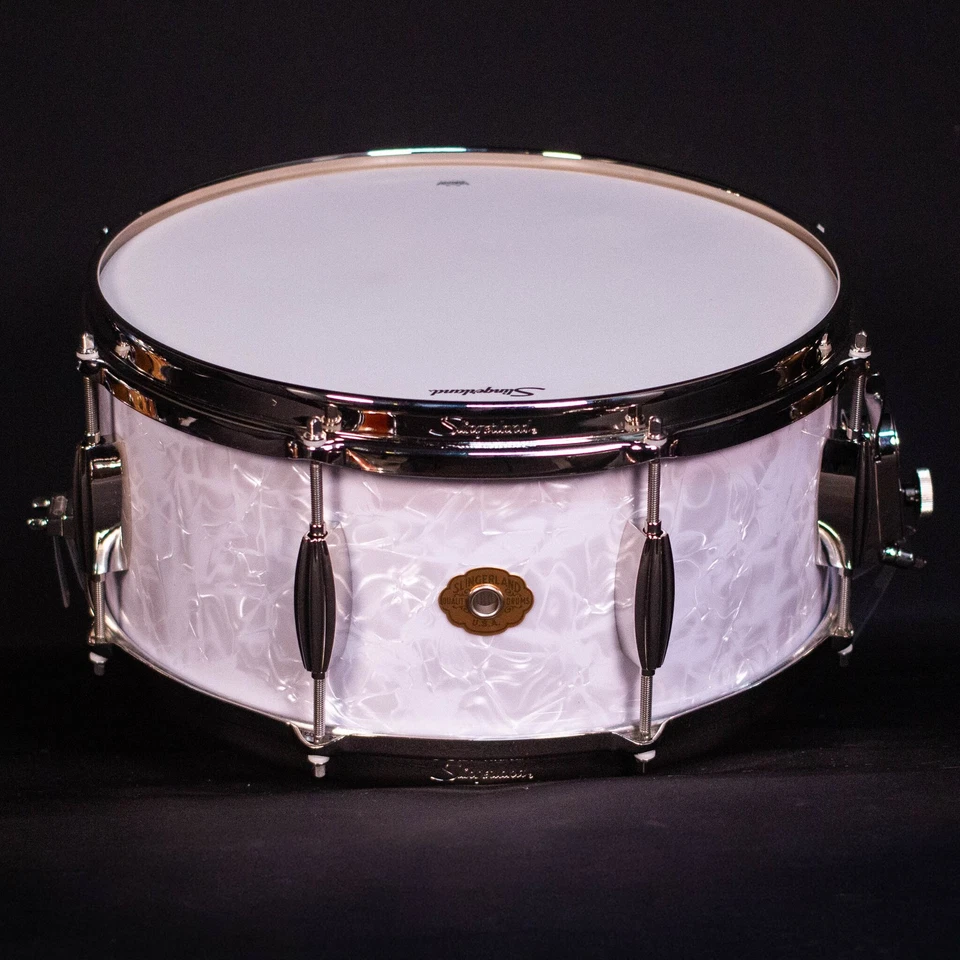 Slingerland 14" x 5.5" Radio King Artist Caja Tambor, Blanco Marino Perla Foto 2 de 4