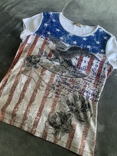 Blue Canyon Women’s Top American Theme Colors T-shirt XL 100% Cotton Made In USA