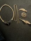 Trifari Jewelry Lot Pins Necklaces Vintage & Modern Gold Tone Enamel