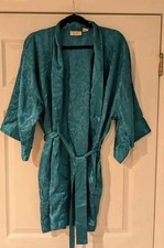 Victoria's Secret Gold Label Vintage Teal Satin Robe Y2K Women's One Size