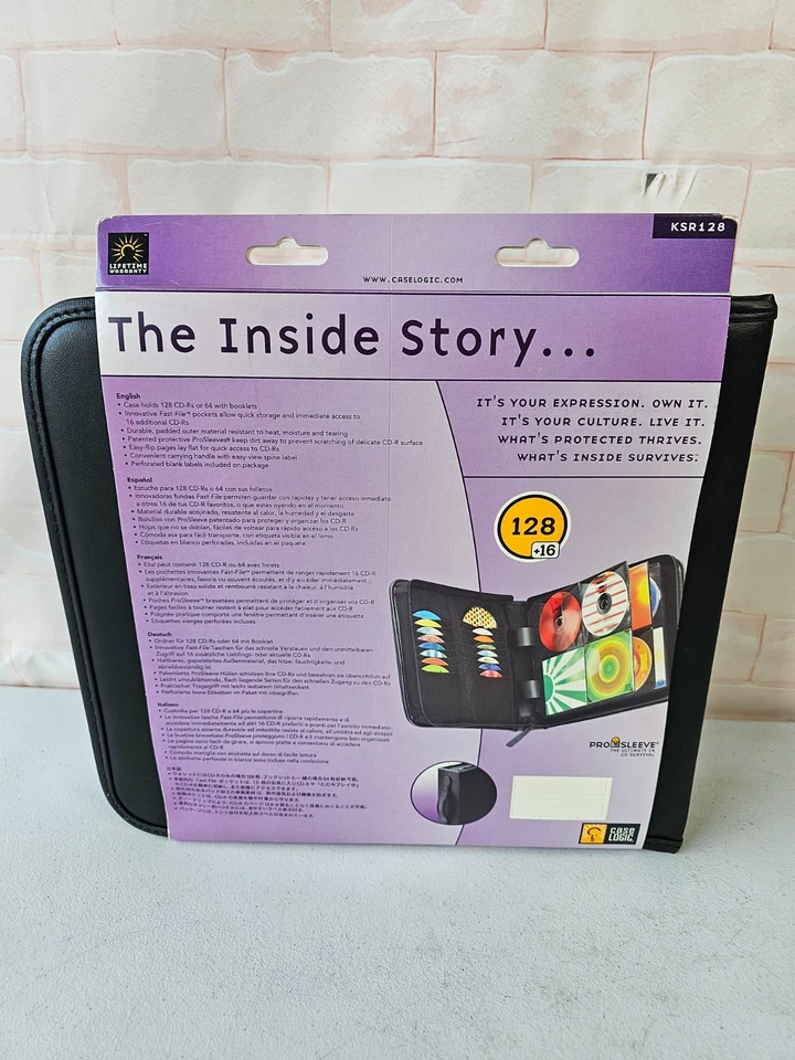 Case Logic 128 Disc DVD/CD Video Game Binder Zipper Black Leather Storage Case - Image 2 of 3