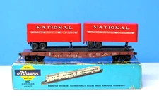 Athearn HO 50' Piggyback Flat Car ATSF 93303 with 2 National Trailers 1409 BOXED