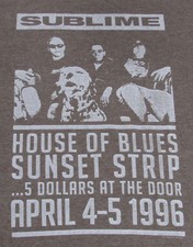 SUBLIME House of Blues Vintage T-Shirt Grunge Ska Rock Retro