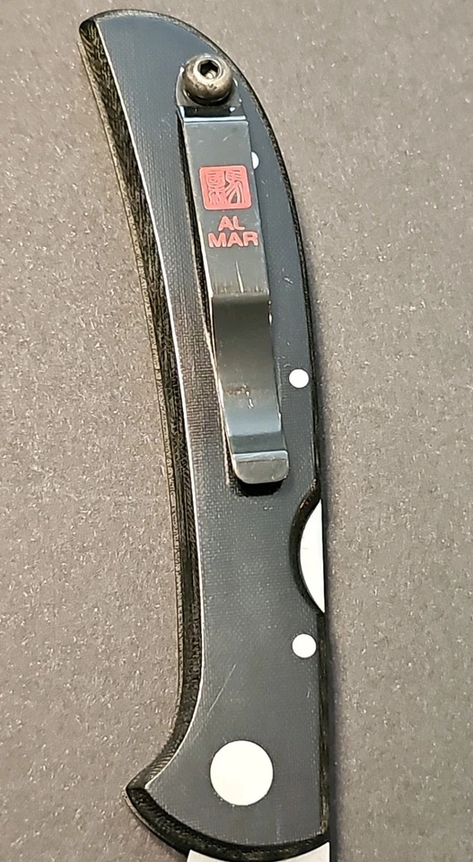 Vintage Al Mar Eagle Ultralight Japan G. Sakai Lockback Knife 4" Serrated G-10 - Image 3 of 4