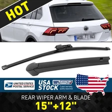 15"+12" Rear Windshield Back Wiper Arm & Blade Set For Volkswagen Tiguan 18-23