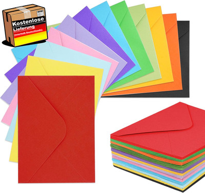 Bunte Briefumschläge Set 72 Stück DIN B6 17,5x12,5 cm mit Selbstklebung
